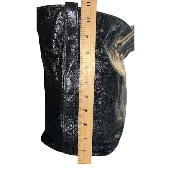 Michael Kors Jet Set Leather Mirror Metallic Signature Black Tote Large - Picture 9 of 11